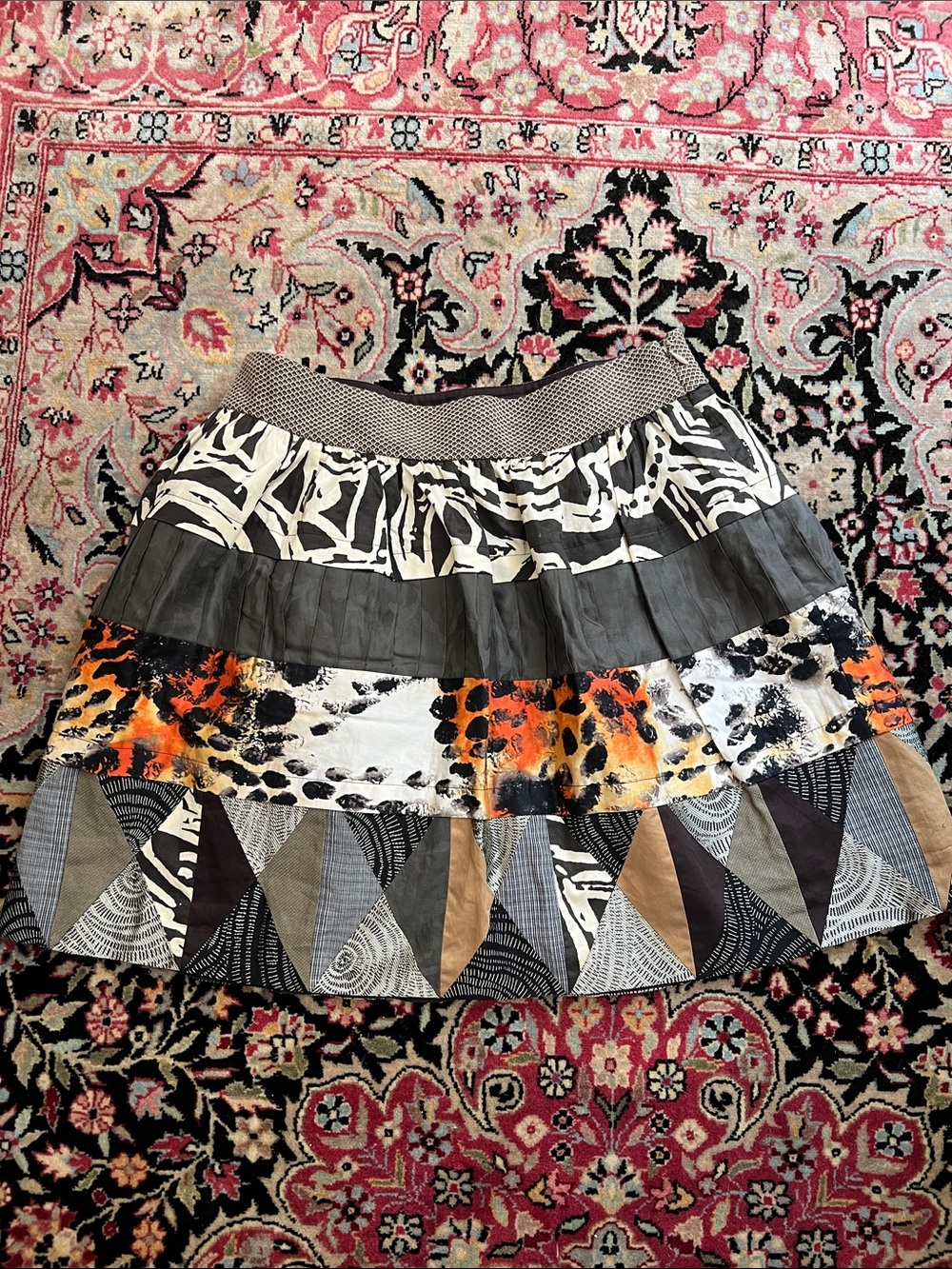 Diane Von Furstenberg DVF Meggy mini skirt cotton linen silk size 8